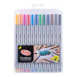 Plumones Adix Punta Fina En Caja 12 Colores