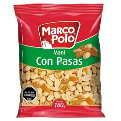 Maní con Pasas Marco Polo Bolsa 180 g
