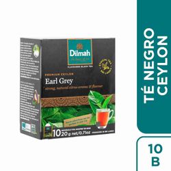 Té Negro Ceylon Dilmah Earl Grey con Bergamota 10 un.