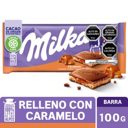 Chocolate de Leche Milka Relleno con Crema de Caramelo 100 g