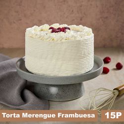Torta Discos de Merengue, Crema y Frambuesa 15 Porciones
