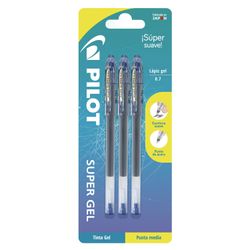 Lápiz Tinta Super Gel 0.7 mm Azul 3 un.