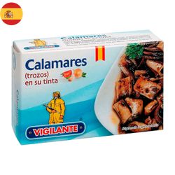Calamares en Trozos en Su Tinta Vigilante 72 g drenado 115 g neto