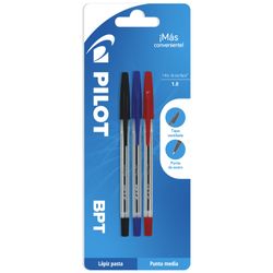 Bolígrafo Pilot Tulápiz Punta Gruesa Azul, Negro y Rojo 3 un.