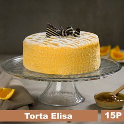 Torta Elisa: Panqueque Vainilla, Crema Naranja, Manjar y Puré de Almendras 15 Porciones