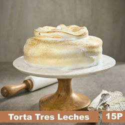 Torta Bizcocho, Tres Leches con Crema Pastelera y Merengue 15 Porciones