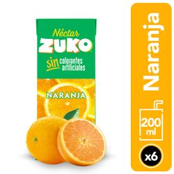 Pack 6 un. Néctar Zuko Naranja 200 ml