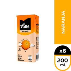 Pack 6 un. Néctar del Valle Naranja 200 cc