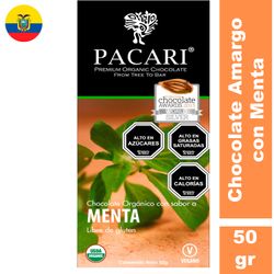 Chocolate de Leche Pacari Orgánico Con Menta 50 g