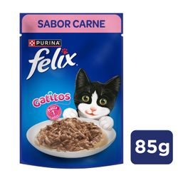 Alimento Húmedo Gatito Felix Sabor Carne Sobre 85 g