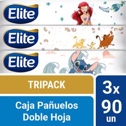 Pañuelos Facial Elite Doble Hoja Disney 3 Paquetes de 90 Pañuelos