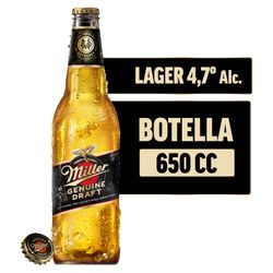 Cerveza Miller Lager 4.7° 650 cc