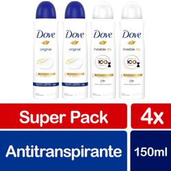 Desodorante Spray Dove Invisible Dry 150 ml 4 un.