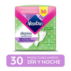 Protectores Diarios Cortos Nosotras Ultrainvisibles Flexibles 30 un.