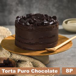Torta Bizcocho de Chocolate, Cobertura de Chocolate Negro, Chocolate de Leche y Cacao Amargo 8 Porciones