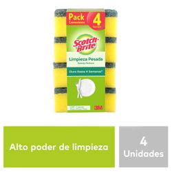 Esponja Abrasiva 3M Scotch-Brite Limpieza Pesada Pack 4 un.