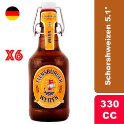 Pack 6 un. Cerveza Flensburger Schorshweizen 5.1° 330 cc