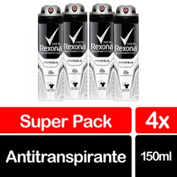 Desodorante Spray Rexona Invisible 90 g 4 un.