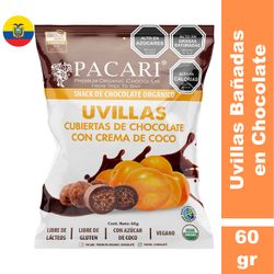 Uvillas Bañadas Pacari En Chocolate con Crema Coco 60 g