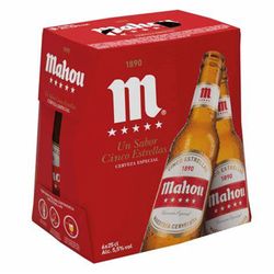 Pack 6 un. Cerveza Mahou 5 Estrellas Pale Lager 5.5° 250 cc