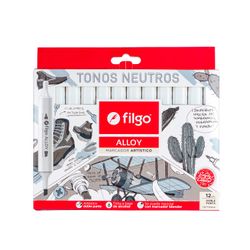 Set de Marcadores 12 Colores En Tonos Grises, Punta Biselada 1-6 mm