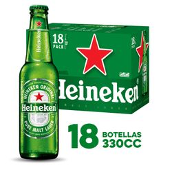 Pack 18 un. Cerveza Heineken Lager 5.0° 330 cc