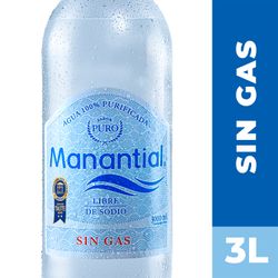 Agua Manantial Sin Gas 3 L