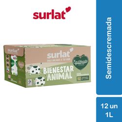 Pack 12 un. Leche Surlat Semidescremada 1 L