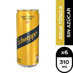 Pack 6 un. Bebida Ginger Tonic Sin Azúcar Schweppes Lata 310 cc