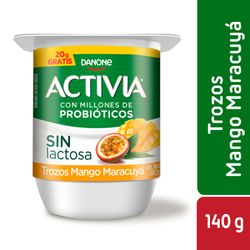 Yogurt Activia Trozos Mango Maracuyá Sin Lactosa 140 g