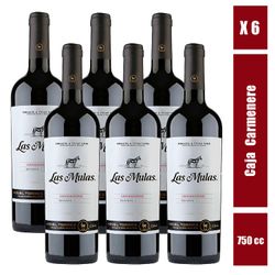 Caja 6 un. Vino Orgánico Las Mulas Carmenere 750 cc