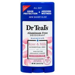 Desodorante Barra Dr Teal's Sin Aluminio Rosas y Leche 75 g