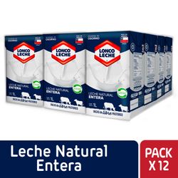 Pack 12 un. Leche Loncoleche Entera 1 L