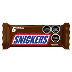 Chocolate de Leche Snickers Funsize con Mani 5 un. 73 g