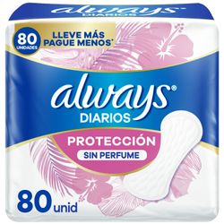 Protectores Diarios Always Regular Sin Aroma 80 un.