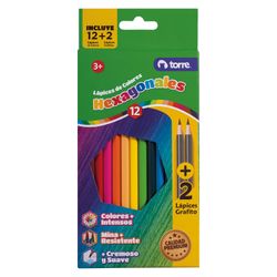 Lápices Hexagonales Torre 12 Colores 2 grafitos