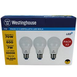 Pack 3 un. Ampolletas LED Bola A60 7 W LC E27 G11