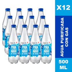 Caja 12 un. Agua Purificada Cuisine & Co con Gas 500 ml