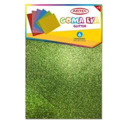 Goma eva stylo glitter A4 6 colores