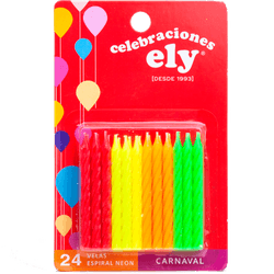 Vela Celebraciones Ely Chica Neón 24 un.