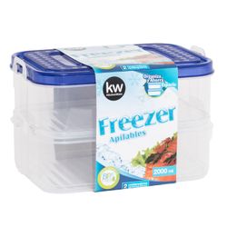 Set 2 un. Herméticos rectangulares para freezer 2 L c/u