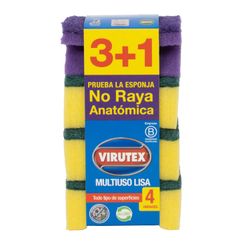 Esponja Virutex Antibacterial Lisa 4 un.