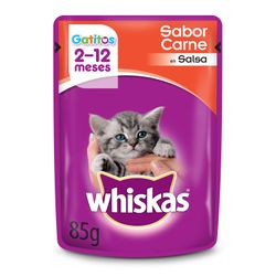 Alimento Húmedo Gatito Whiskas Salsa Carne 85 g