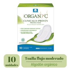 Toallas Higiénicas Organyc con Alas 10 un.