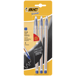 Bolígrafo Cristal Punta Fina Azul 3 un.