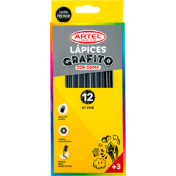 Lápiz Grafito N°2 Hexagonal con Goma 12 un.