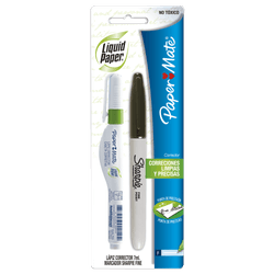 Corrector Lápiz Liquid Paper + Marcador Permanente Negro Sharpie