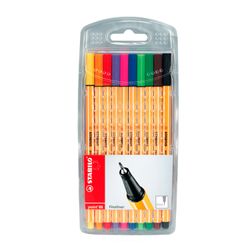 Lápices Tinta Colores Stabilo Point 88. Escritura fina 10 un.