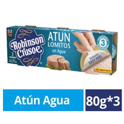 Pack 3 un. Atún Lomitos en Agua 56 g drenado, 80 g neto