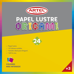 Block de Papel Lustre 24 Hojas de 12 Colores 16 x 16 cm